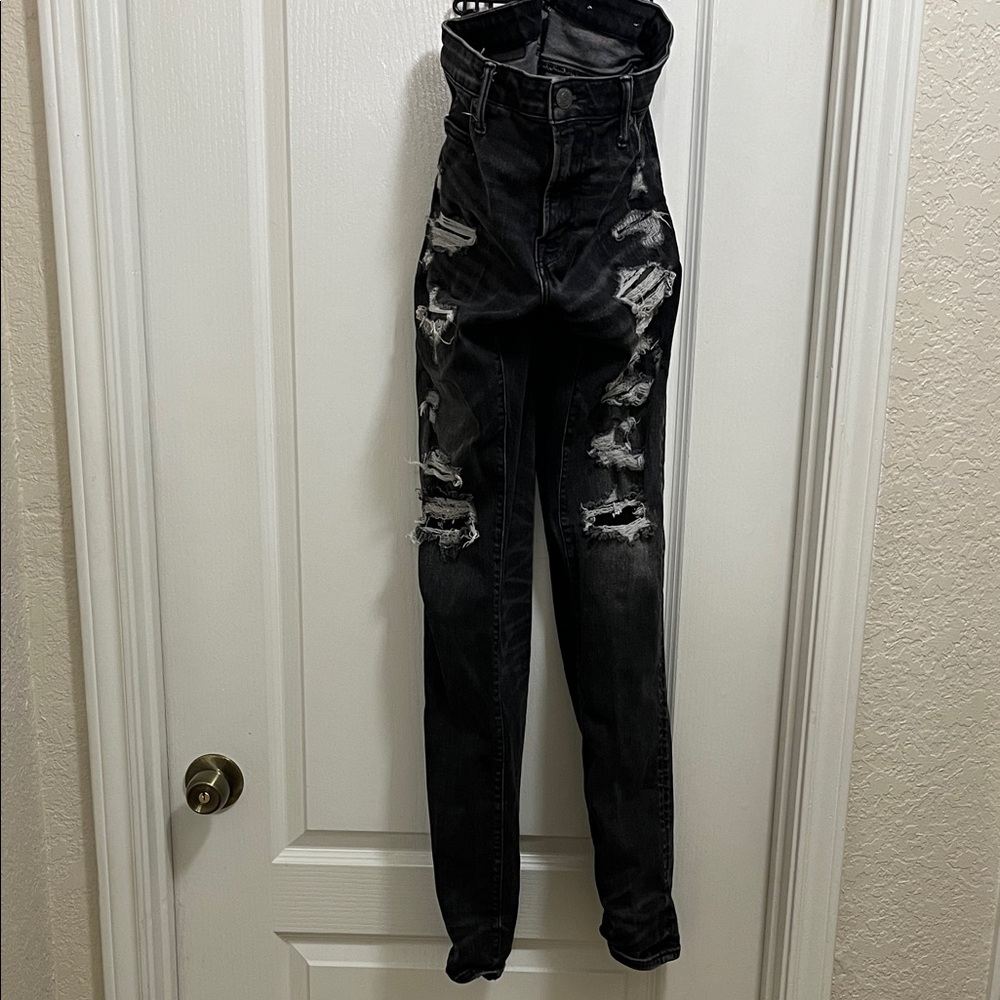 American Eagle Outfitters Black Distressed Skinny Jeans
